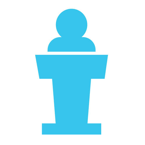 Icon of person at podium
